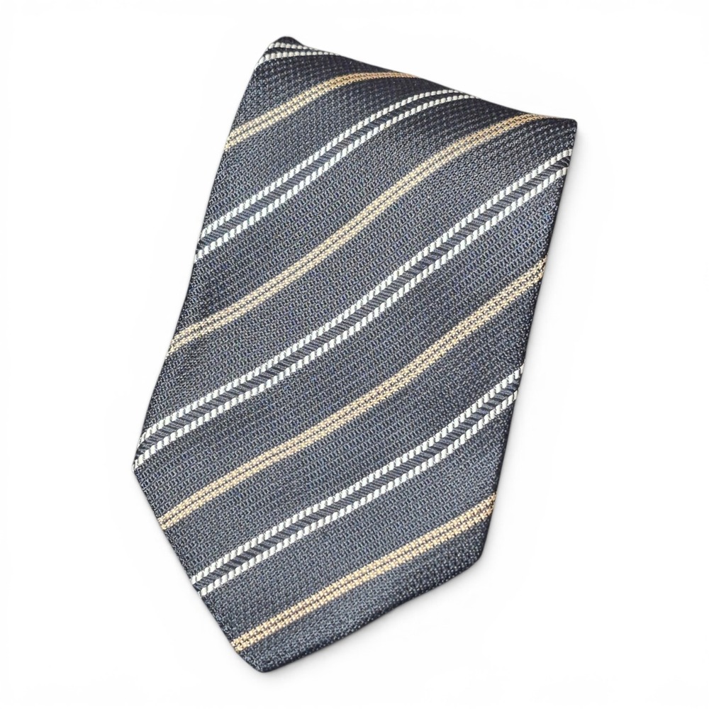 Dolce & Gabbana 100% Silk Tie Black Gold Stripe Italy Designer Luxury Cravatte
